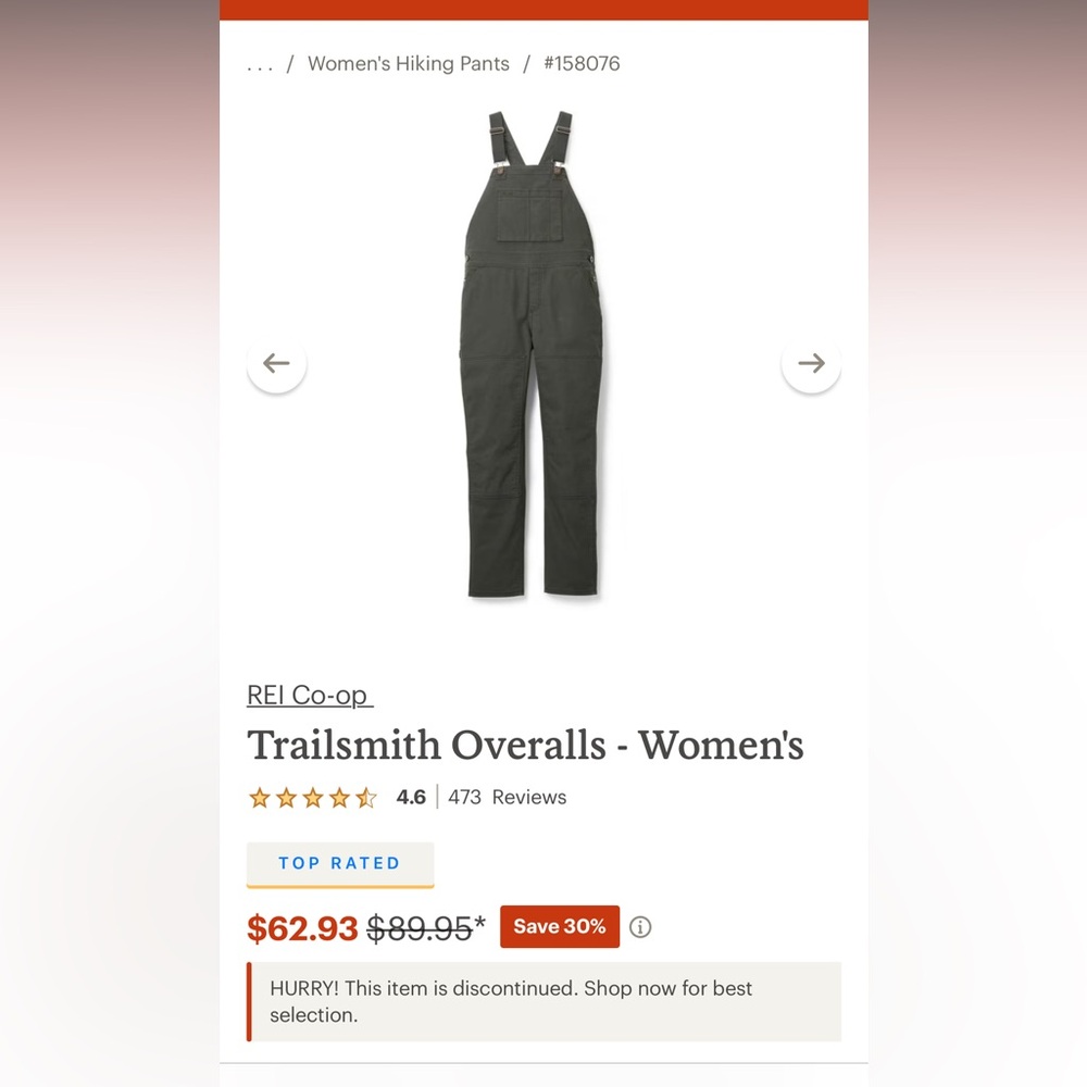REI Women's Trailsmith Overalls - Black